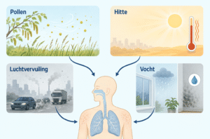 Invloed van hitte, pollen, luchtvervuiling en vocht op huid en luchtwegen