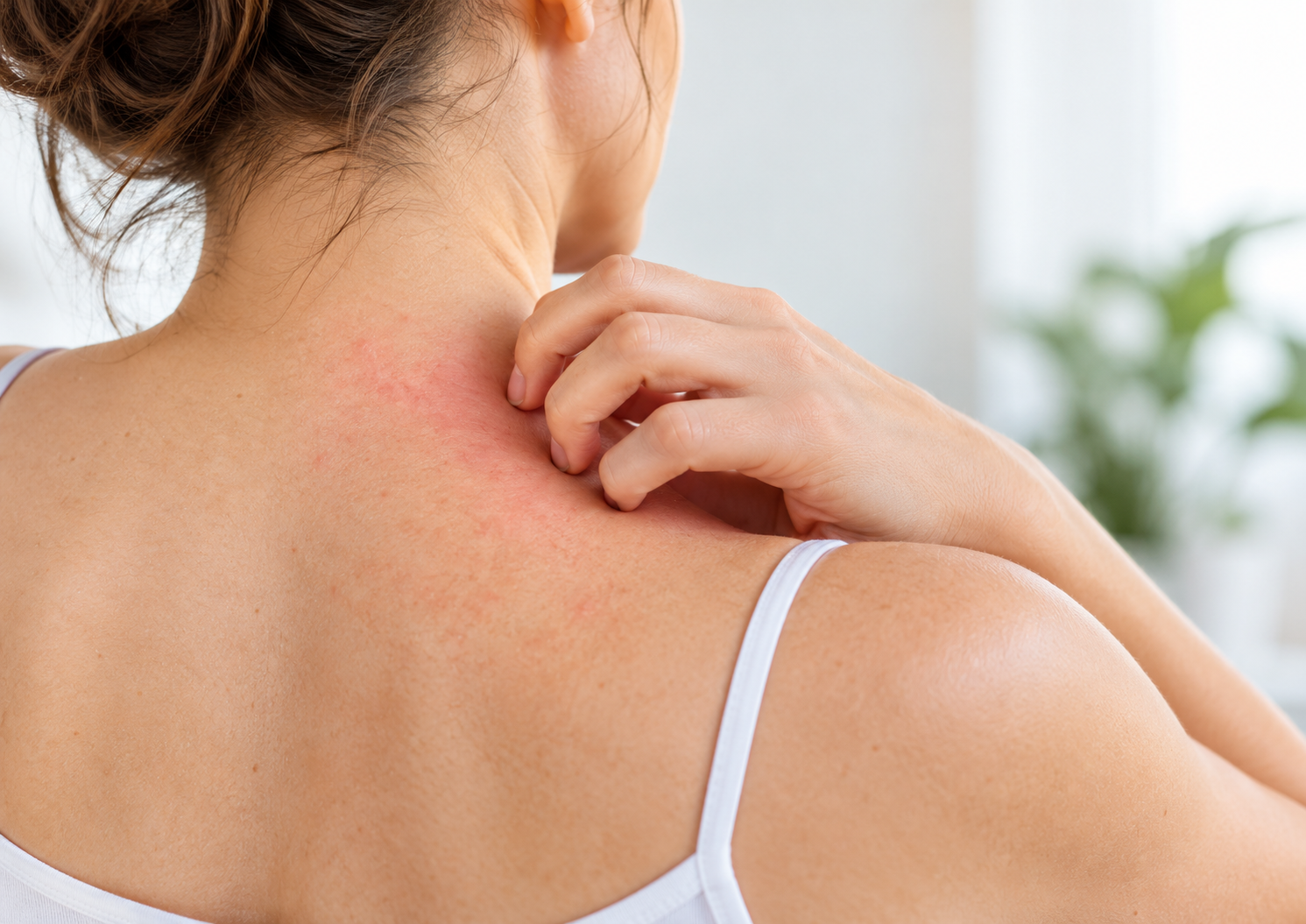 Jeukende rode huid bij mogelijke huidirritatie of contactallergie
